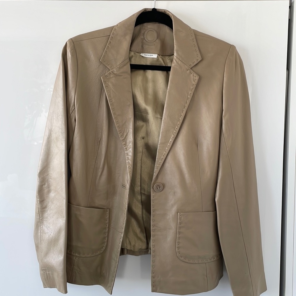 Tan leather jacket size small.
